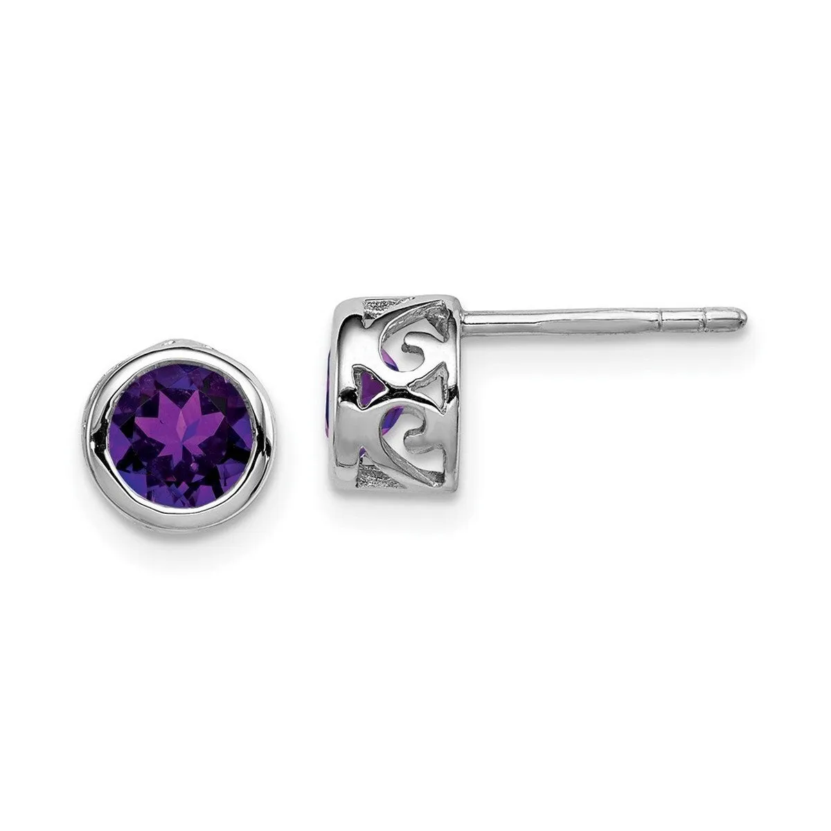 Curata 925 Sterling Silver 7mm Amethyst Round Post Earrings sold by Zulily product image thumbnail 5