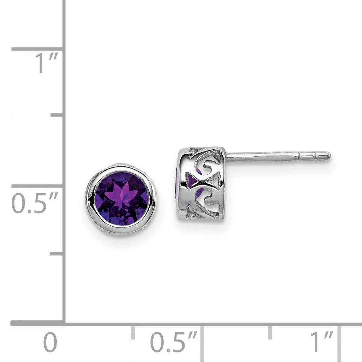 Curata 925 Sterling Silver 7mm Amethyst Round Post Earrings sold by Zulily product image thumbnail 4