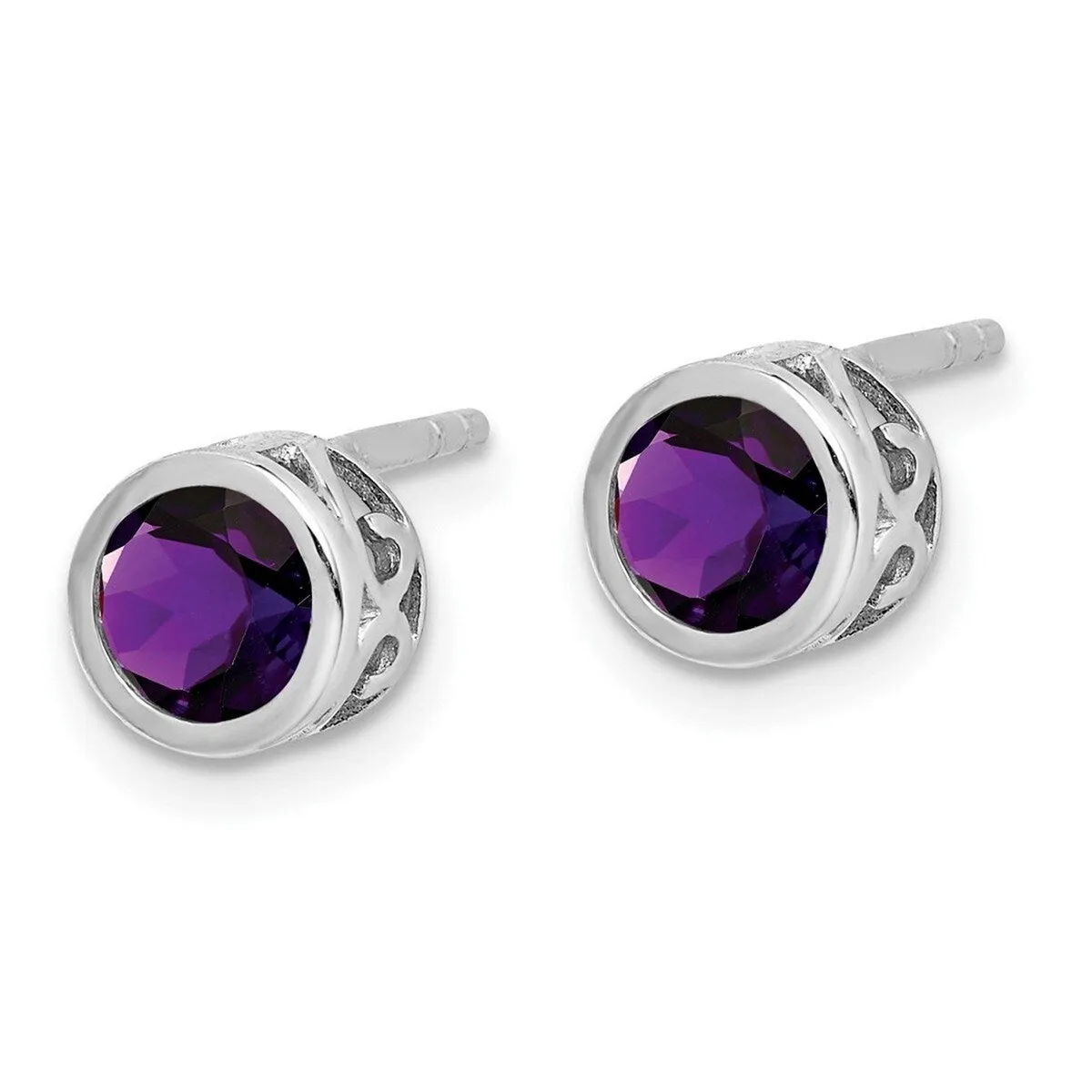 Curata 925 Sterling Silver 7mm Amethyst Round Post Earrings sold by Zulily