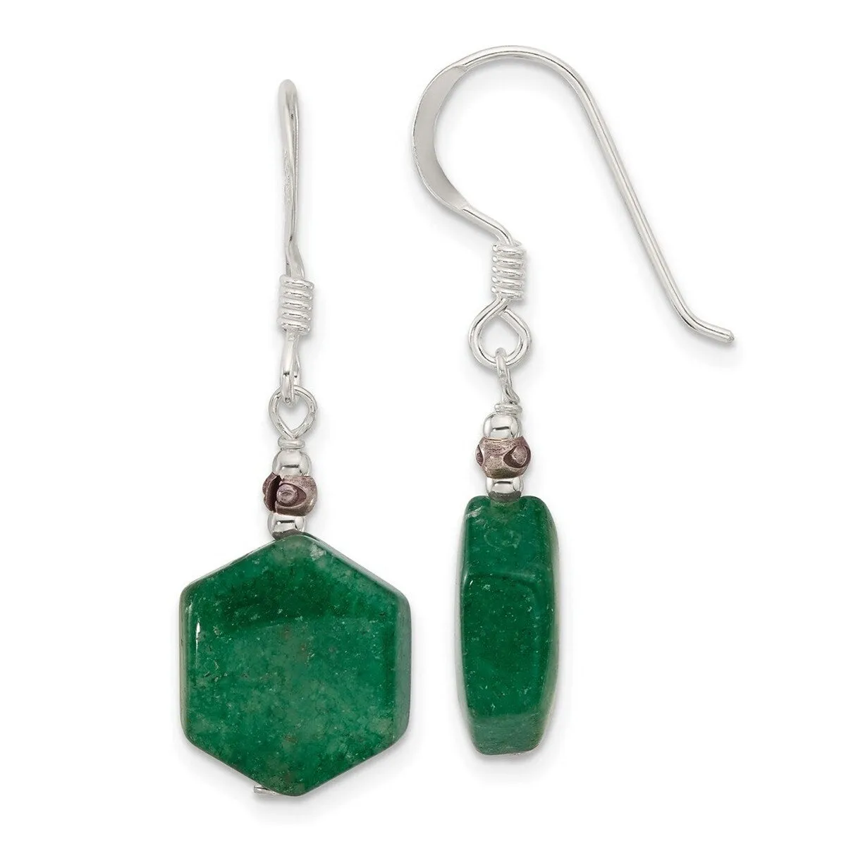 Curata 925 Sterling Silver Green Aventurine Pentagon Dangle Hook Earrings - 34.6x11.3mm sold by Zulily product image thumbnail 5