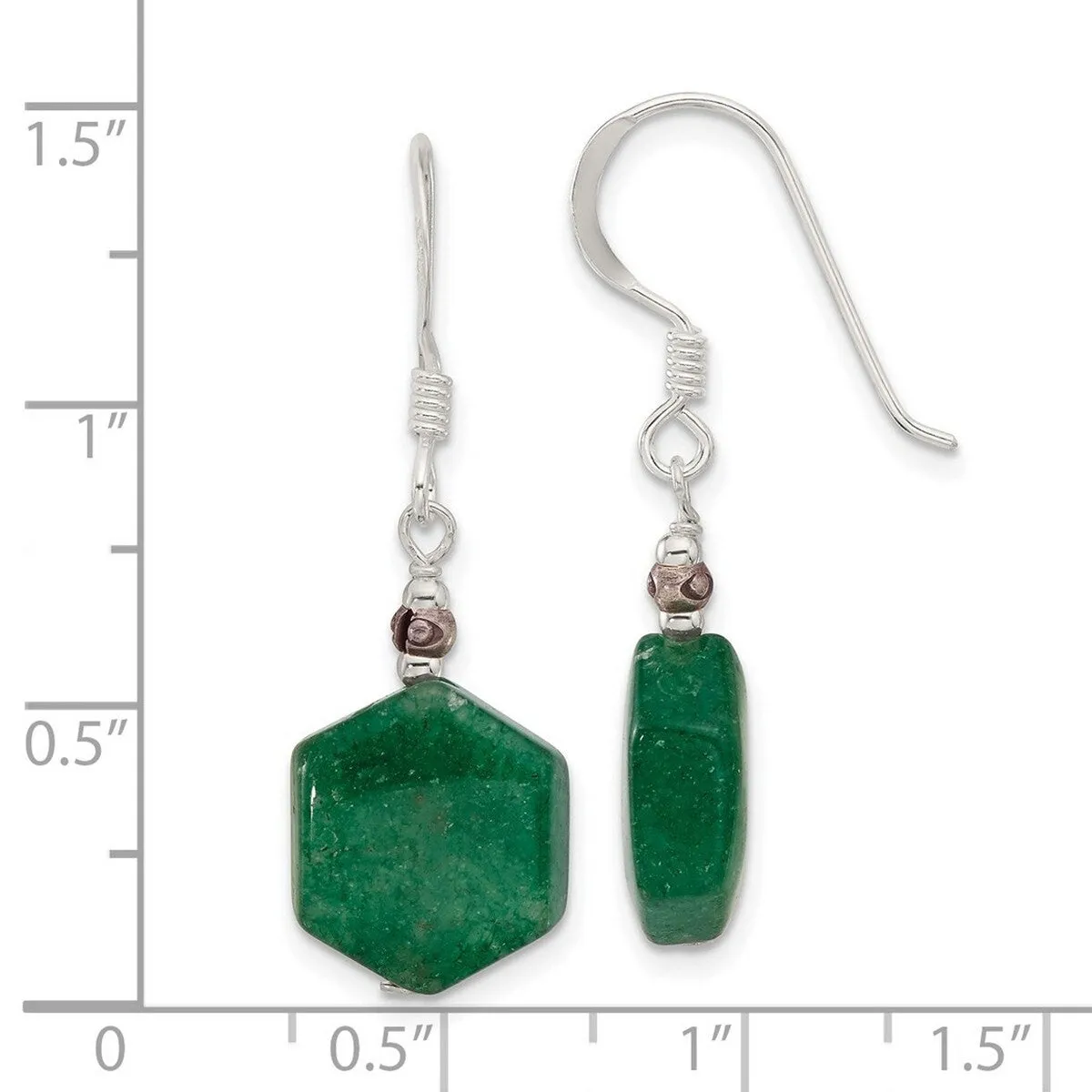 Curata 925 Sterling Silver Green Aventurine Pentagon Dangle Hook Earrings - 34.6x11.3mm sold by Zulily product image thumbnail 4