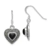 Curata 925 Sterling Silver Onyx Heart Marcasite Dangle Hook Earrings - 28x13mm sold by Zulily