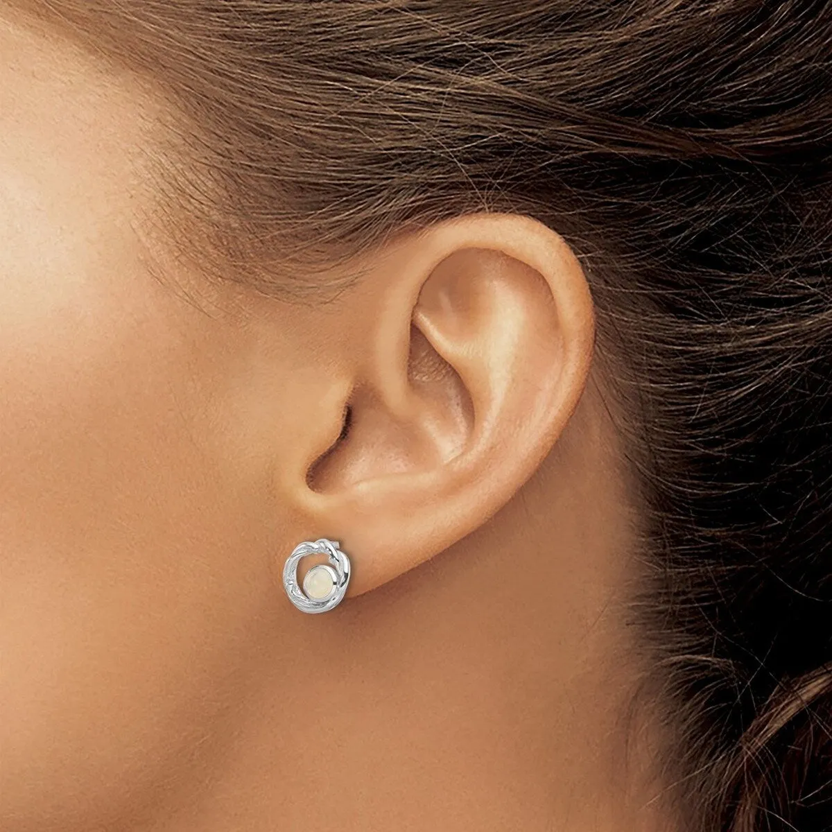 Curata 925 Sterling Silver Rhodium Plated Opal Circle Post Earrings - 9.75x10mm sold by Zulily product image thumbnail 2