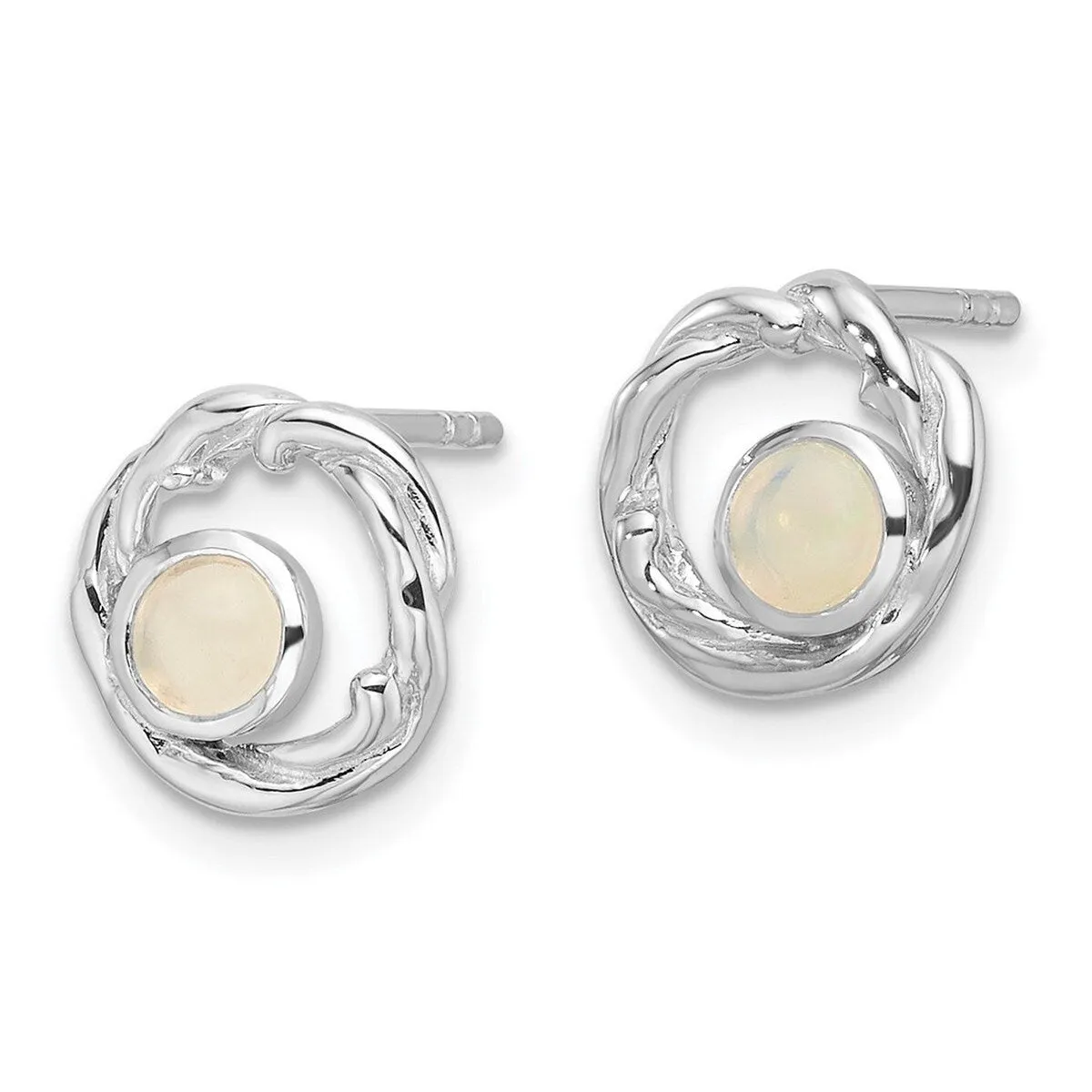 Curata 925 Sterling Silver Rhodium Plated Opal Circle Post Earrings - 9.75x10mm sold by Zulily