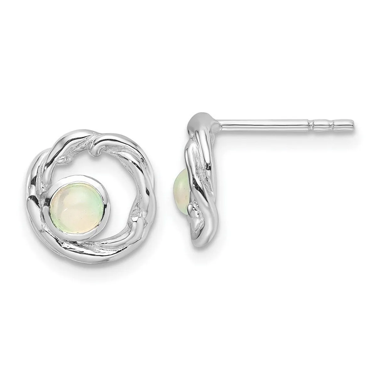 Curata 925 Sterling Silver Rhodium Plated Opal Circle Post Earrings - 9.75x10mm sold by Zulily product image thumbnail 5