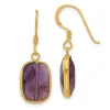 Curata 925 Sterling Silver Gold Plated Bezel Emerald Amethyst Dangle Earrings - 33.8x11.65mm sold by Zulily