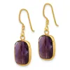 Curata 925 Sterling Silver Gold Plated Bezel Emerald Amethyst Dangle Earrings - 33.8x11.65mm sold by Zulily