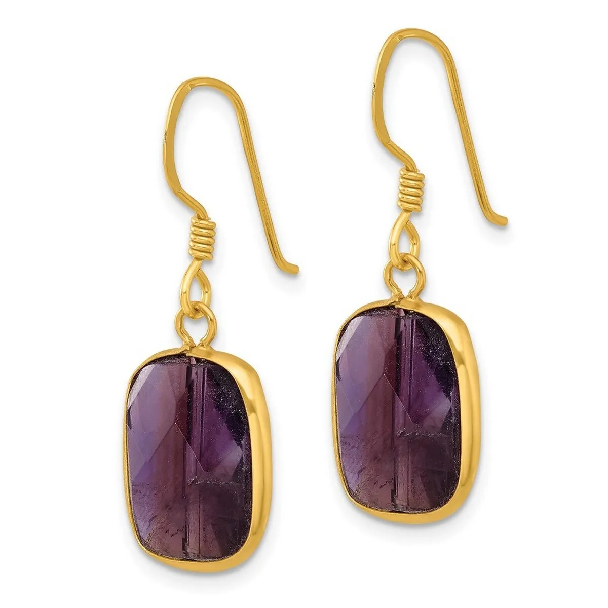 Curata 925 Sterling Silver Gold Plated Bezel Emerald Amethyst Dangle Earrings - 33.8x11.65mm sold by Zulily product image thumbnail 4