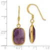 Curata 925 Sterling Silver Gold Plated Bezel Emerald Amethyst Dangle Earrings - 33.8x11.65mm sold by Zulily
