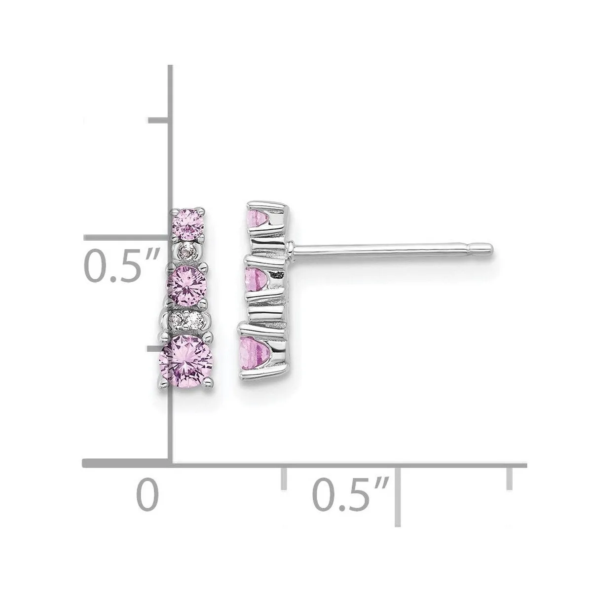 Curata 925 Sterling Silver Rhodium Plated Pink and White Sapphire Earrings - 10.3x3mm sold by Zulily product image thumbnail 3