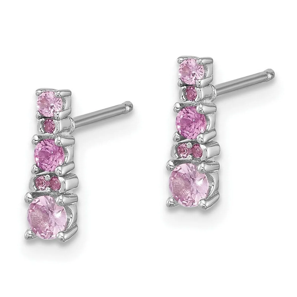 Curata 925 Sterling Silver Rhodium Plated Pink and White Sapphire Earrings - 10.3x3mm sold by Zulily product image thumbnail 4