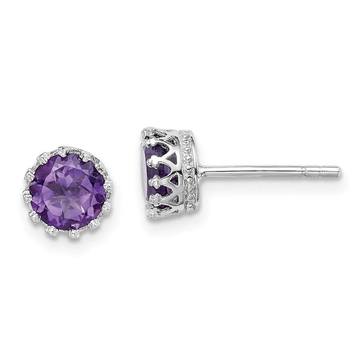Curata 925 Sterling Silver Rhodium Plated 6mm Polished Amethyst Post Earrings sold by Zulily product image thumbnail 5