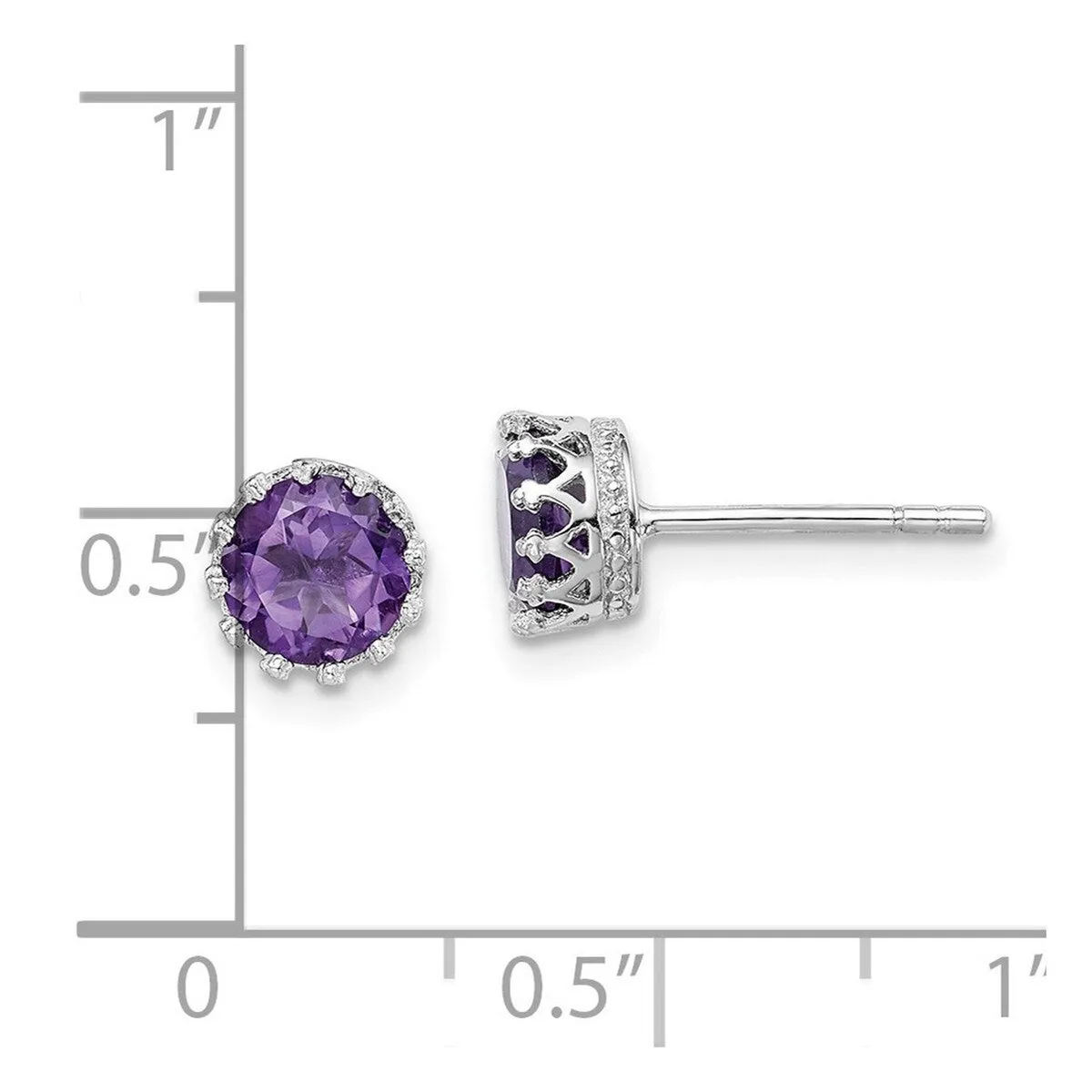 Curata 925 Sterling Silver Rhodium Plated 6mm Polished Amethyst Post Earrings sold by Zulily