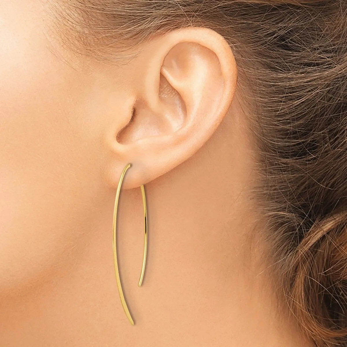 Curata 925 Sterling Silver 18k Gold Plated Brushed and Lasered Threader Earrings sold by Zulily product image thumbnail 5