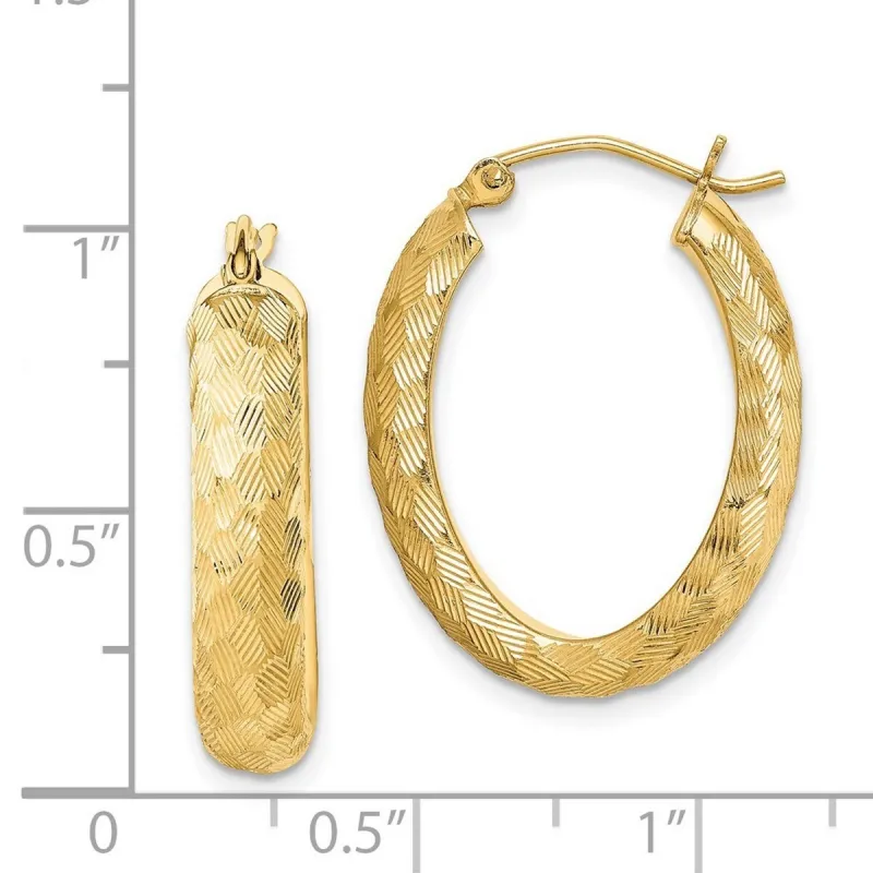 Curata 925 Sterling Silver Gold Plated 24x5mm Textured Oval Hoop Earrings sold by Zulily