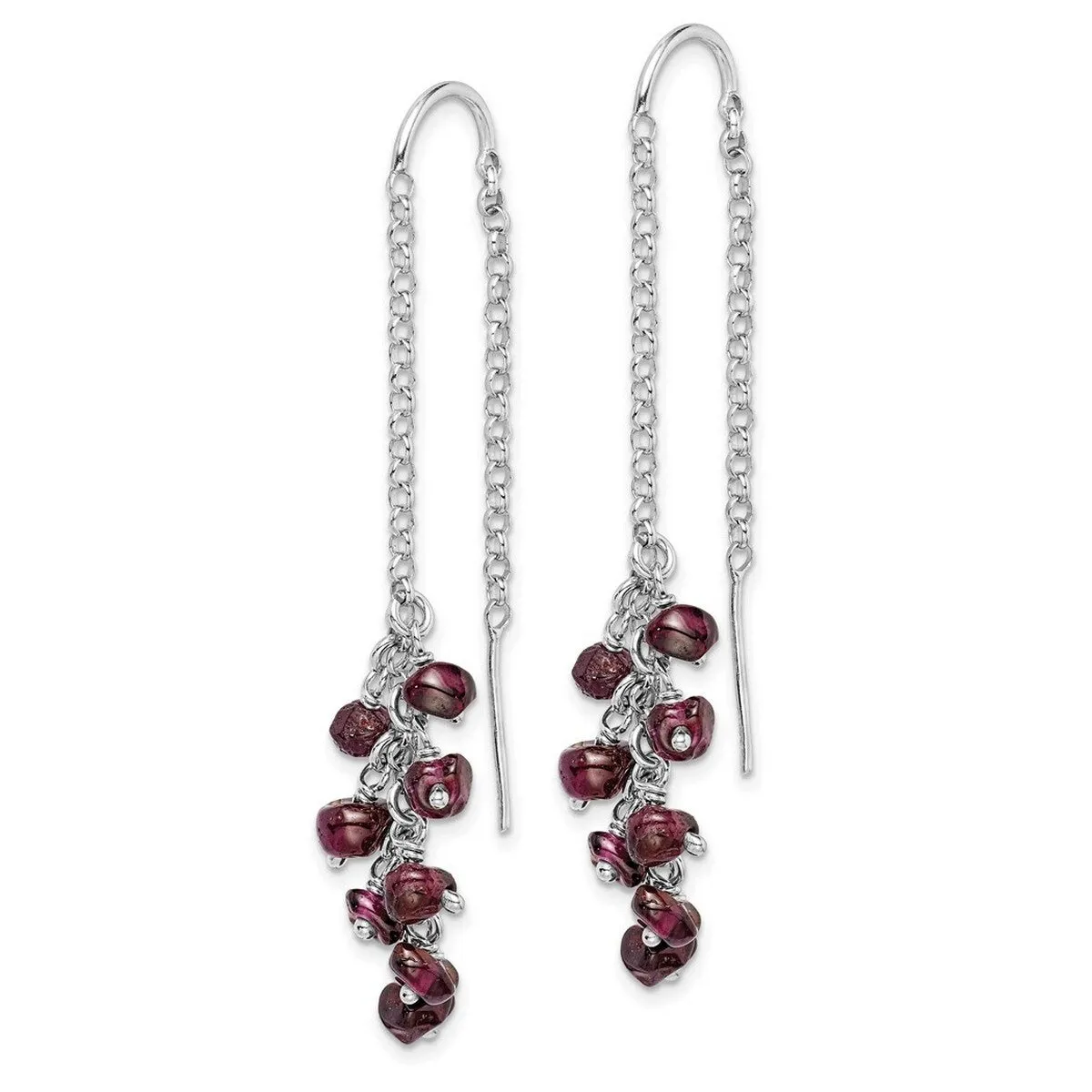 Curata 925 Sterling Silver Threader Polished Garnet Dangle Earrings - 52x9mm sold by Zulily