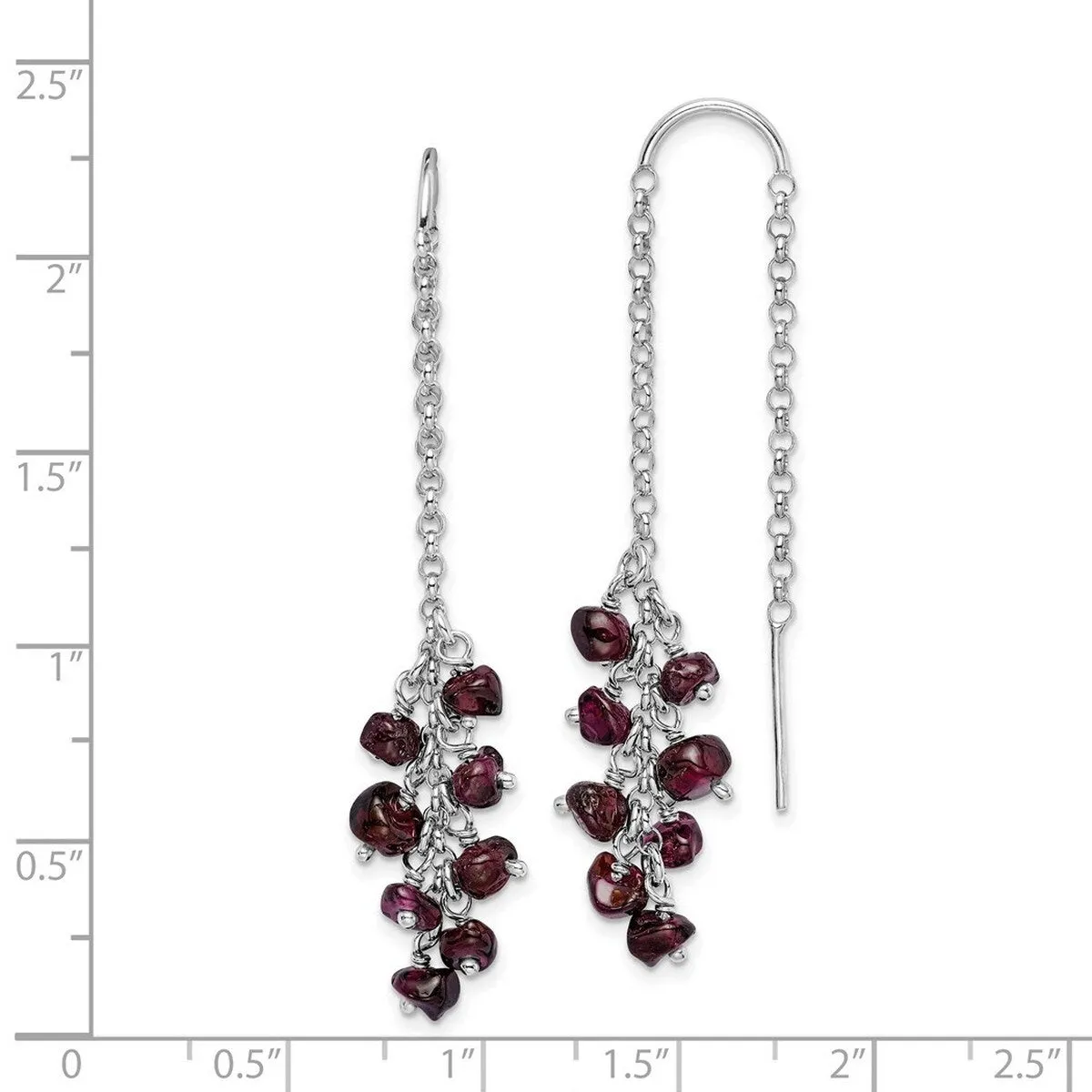 Curata 925 Sterling Silver Threader Polished Garnet Dangle Earrings - 52x9mm sold by Zulily product image thumbnail 2