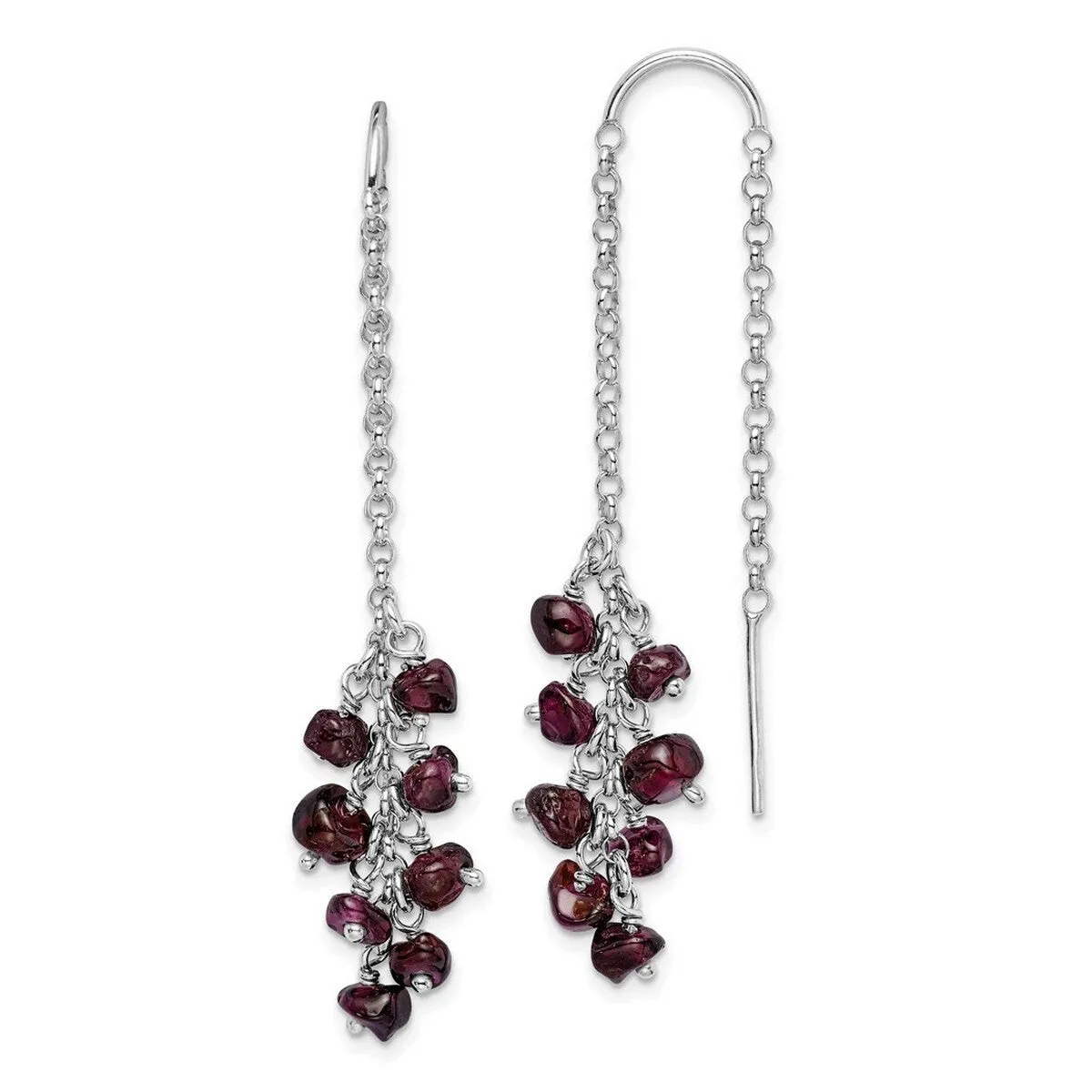 Curata 925 Sterling Silver Threader Polished Garnet Dangle Earrings - 52x9mm sold by Zulily product image thumbnail 3