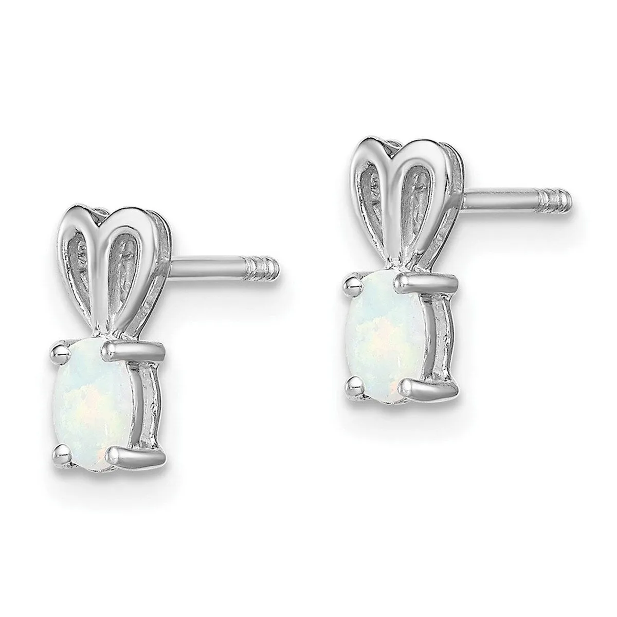Curata 925 Sterling Silver Small Simulated White Opal Heart Earrings - 10x4mm sold by Zulily product image thumbnail 2
