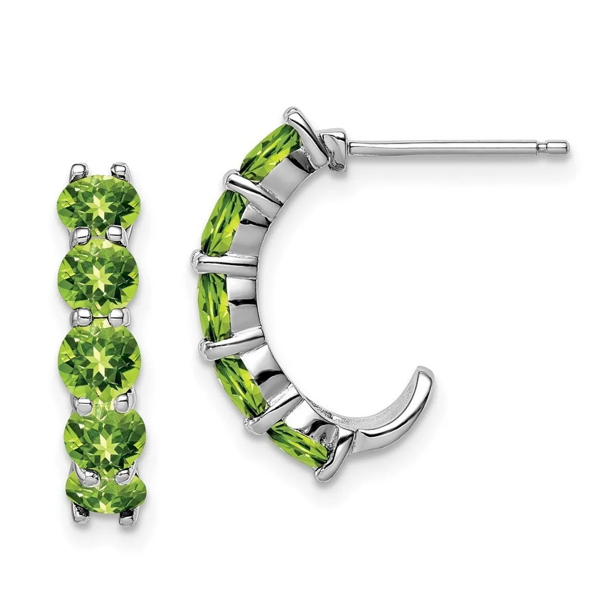 Curata 925 Sterling Silver Polished Post Peridot J hoop Earrings - 19x5mm sold by Zulily