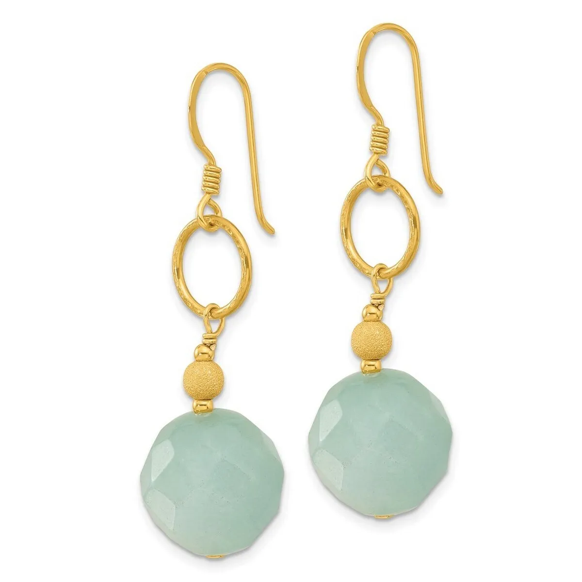 Curata 925 Sterling Silver Gold Plated Polished Hammered Circle Amazonite Dangle Earrings - 48x14mm sold by Zulily product image thumbnail 2