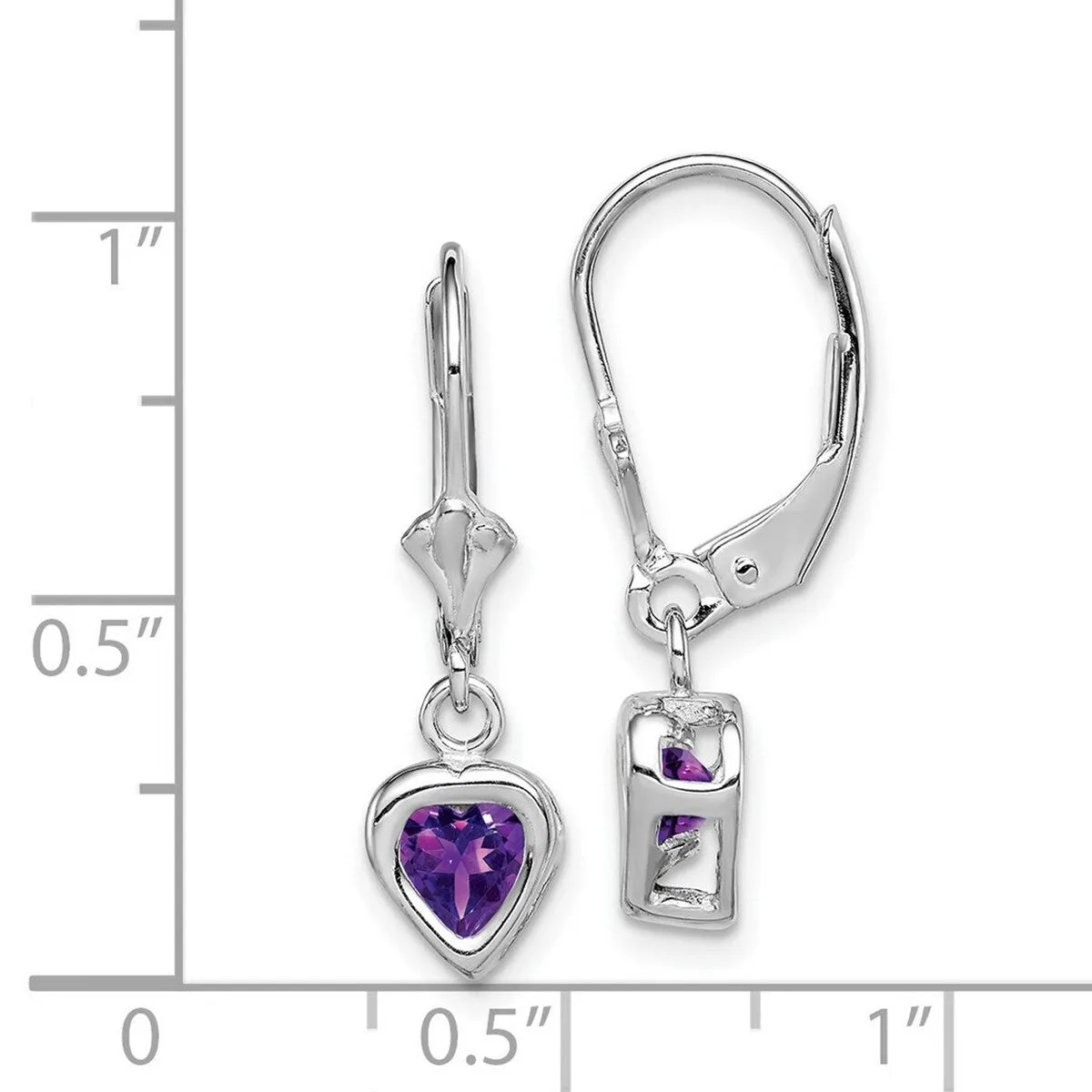 Curata 925 Sterling Silver Bezel Heart Amethyst Leverback Earrings - 25x6mm sold by Zulily product image thumbnail 4
