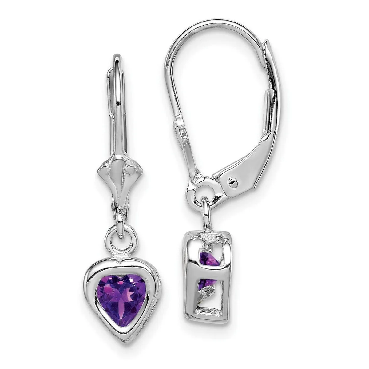 Curata 925 Sterling Silver Bezel Heart Amethyst Leverback Earrings - 25x6mm sold by Zulily product image thumbnail 5