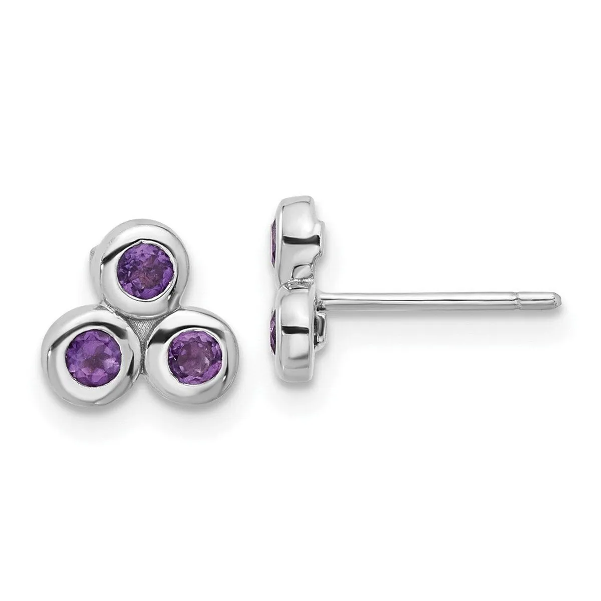 Curata 925 Sterling Silver Rhodium Plated Amethyst Post Earrings - 7.48x8.11mm sold by Zulily product image thumbnail 3