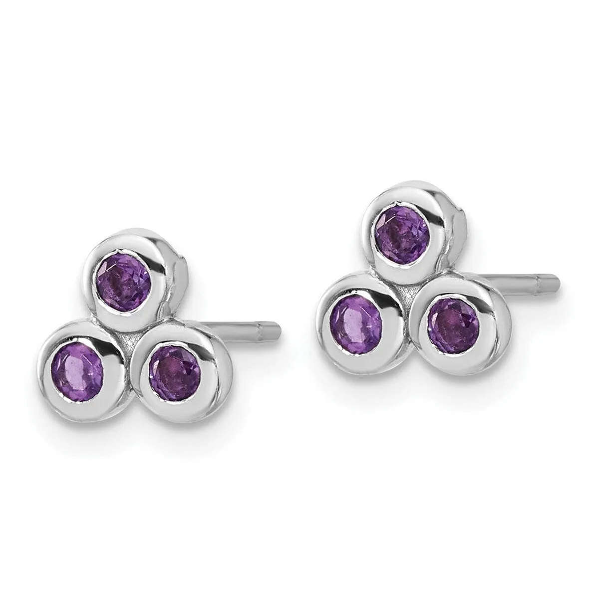 Curata 925 Sterling Silver Rhodium Plated Amethyst Post Earrings - 7.48x8.11mm sold by Zulily product image thumbnail 5