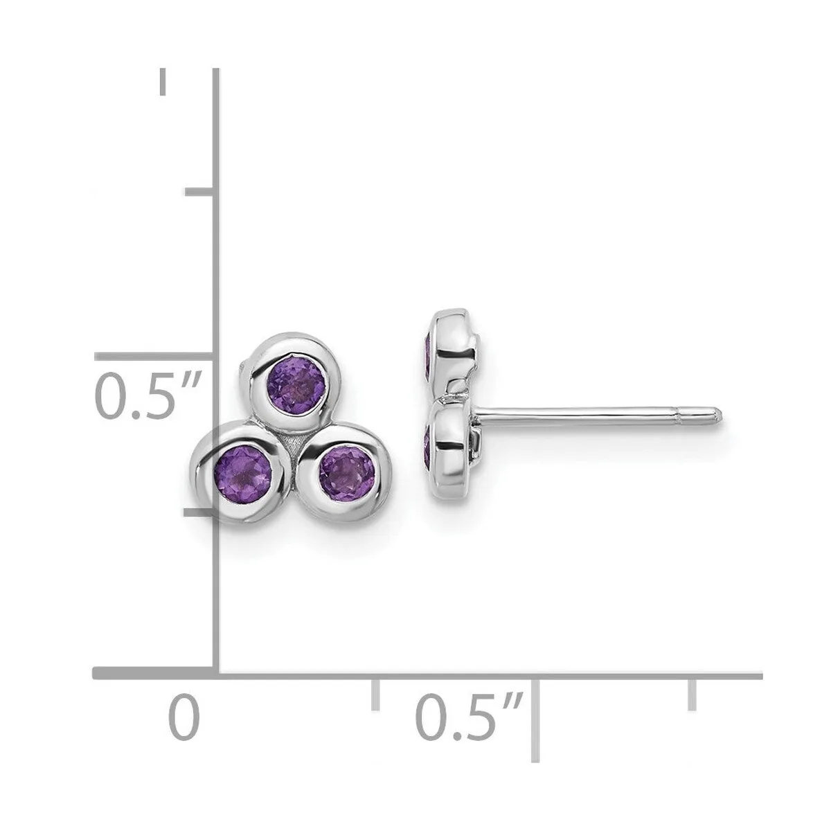 Curata 925 Sterling Silver Rhodium Plated Amethyst Post Earrings - 7.48x8.11mm sold by Zulily product image thumbnail 4