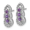 Curata 925 Sterling Silver Rhodium Plated Amethyst Post Earrings - 16.64x6.93mm sold by Zulily
