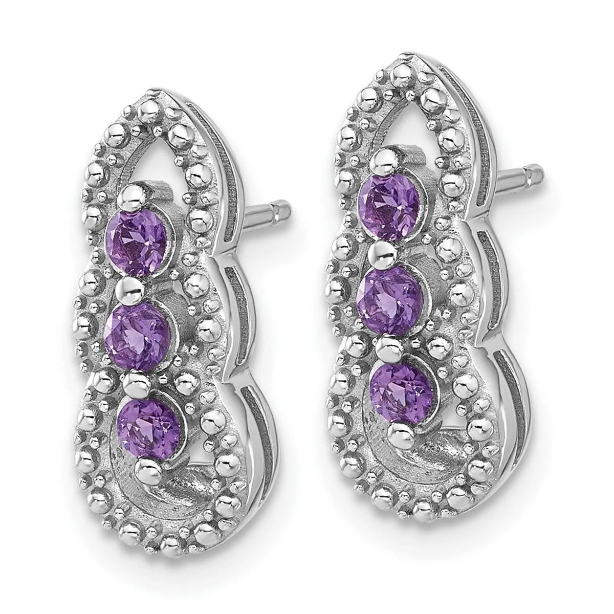 Curata 925 Sterling Silver Rhodium Plated Amethyst Post Earrings - 16.64x6.93mm sold by Zulily product image thumbnail 2