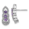 Curata 925 Sterling Silver Rhodium Plated Amethyst Post Earrings - 16.64x6.93mm sold by Zulily