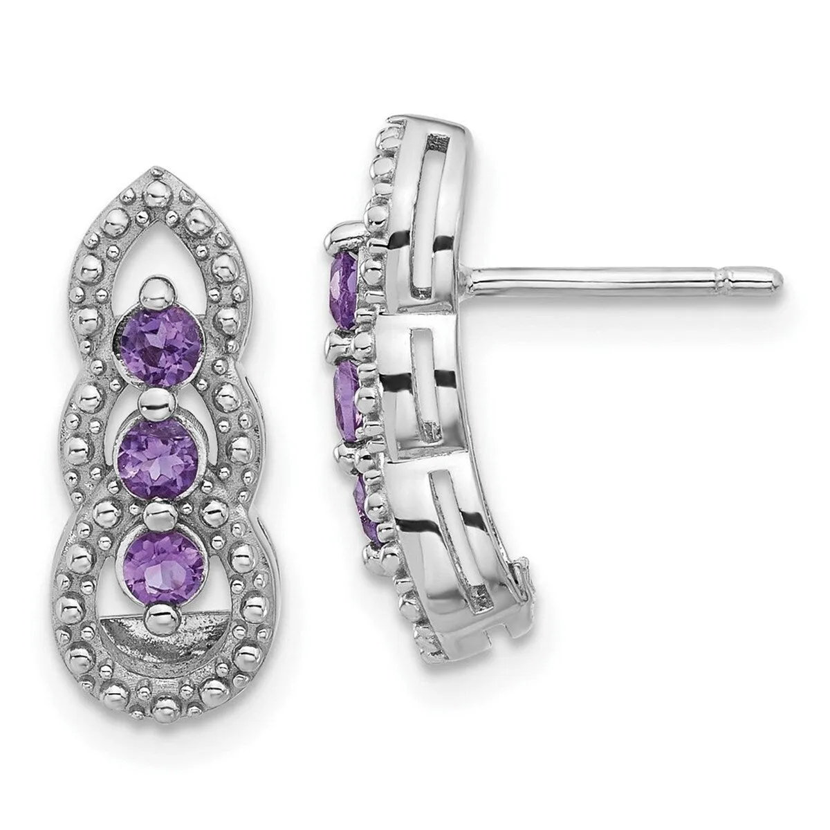 Curata 925 Sterling Silver Rhodium Plated Amethyst Post Earrings - 16.64x6.93mm sold by Zulily product image thumbnail 5