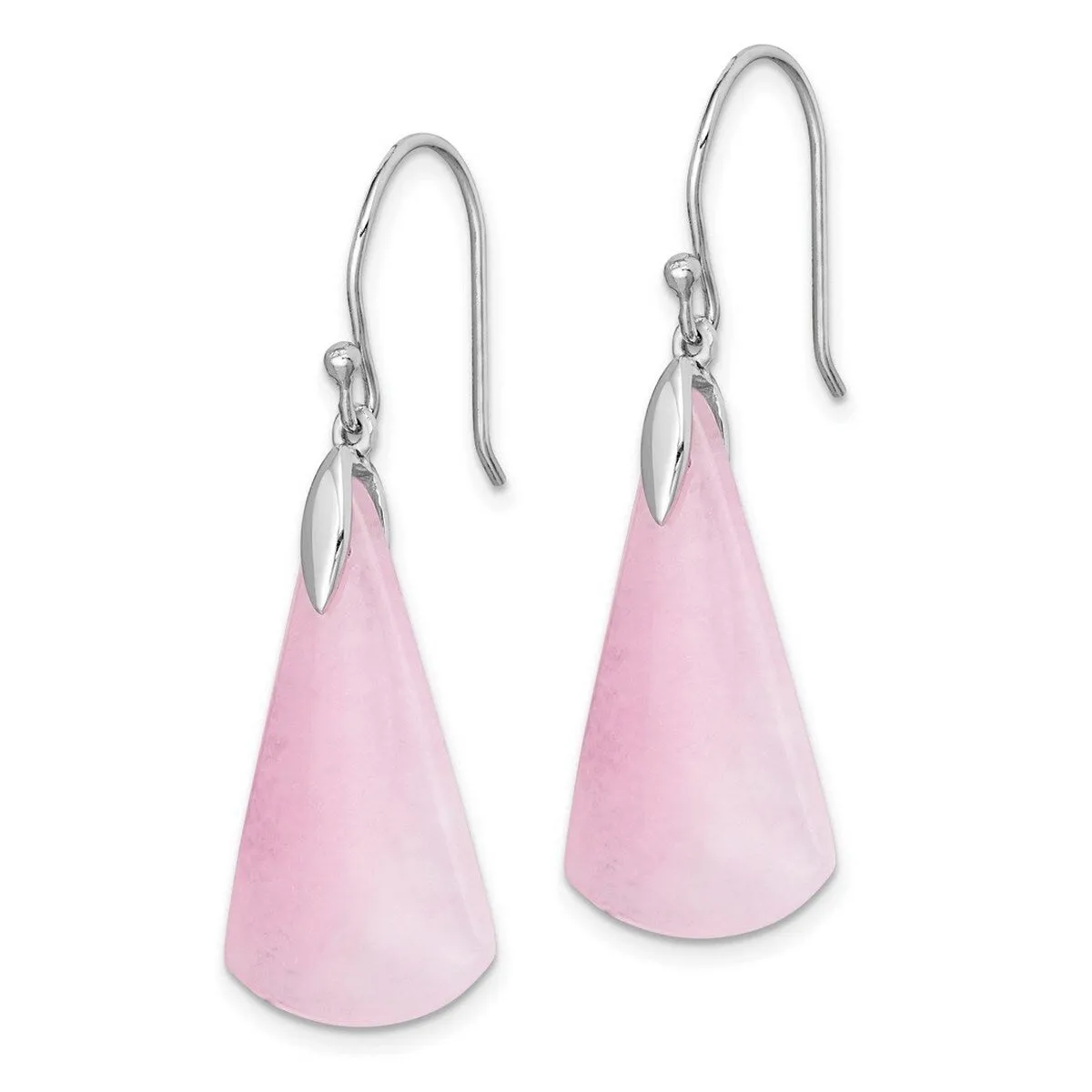 Curata 925 Sterling Silver Rhodium Plated Pink Quartz Fan Dangle Earrings - 42x14mm sold by Zulily product image thumbnail 2