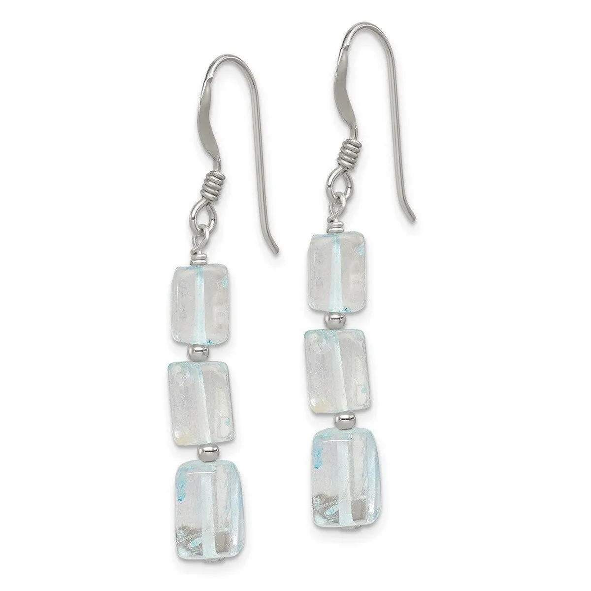 Curata 925 Sterling Silver Light Blue Quartz Stone Three Stone Dangle Earrings - 43x6mm sold by Zulily product image thumbnail 2