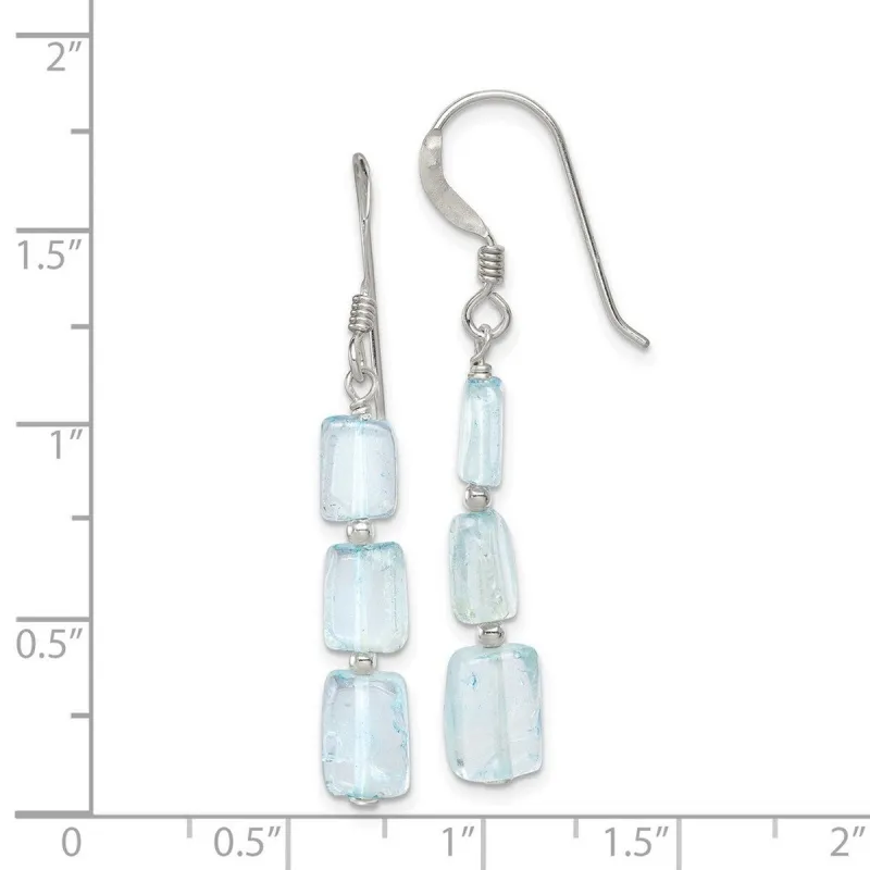 Curata 925 Sterling Silver Light Blue Quartz Stone Three Stone Dangle Earrings - 43x6mm sold by Zulily