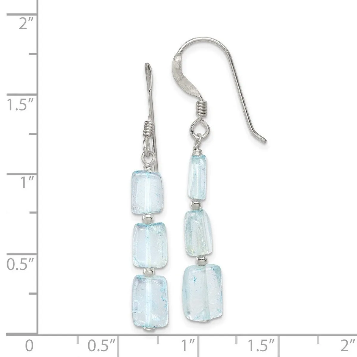 Curata 925 Sterling Silver Light Blue Quartz Stone Three Stone Dangle Earrings - 43x6mm sold by Zulily