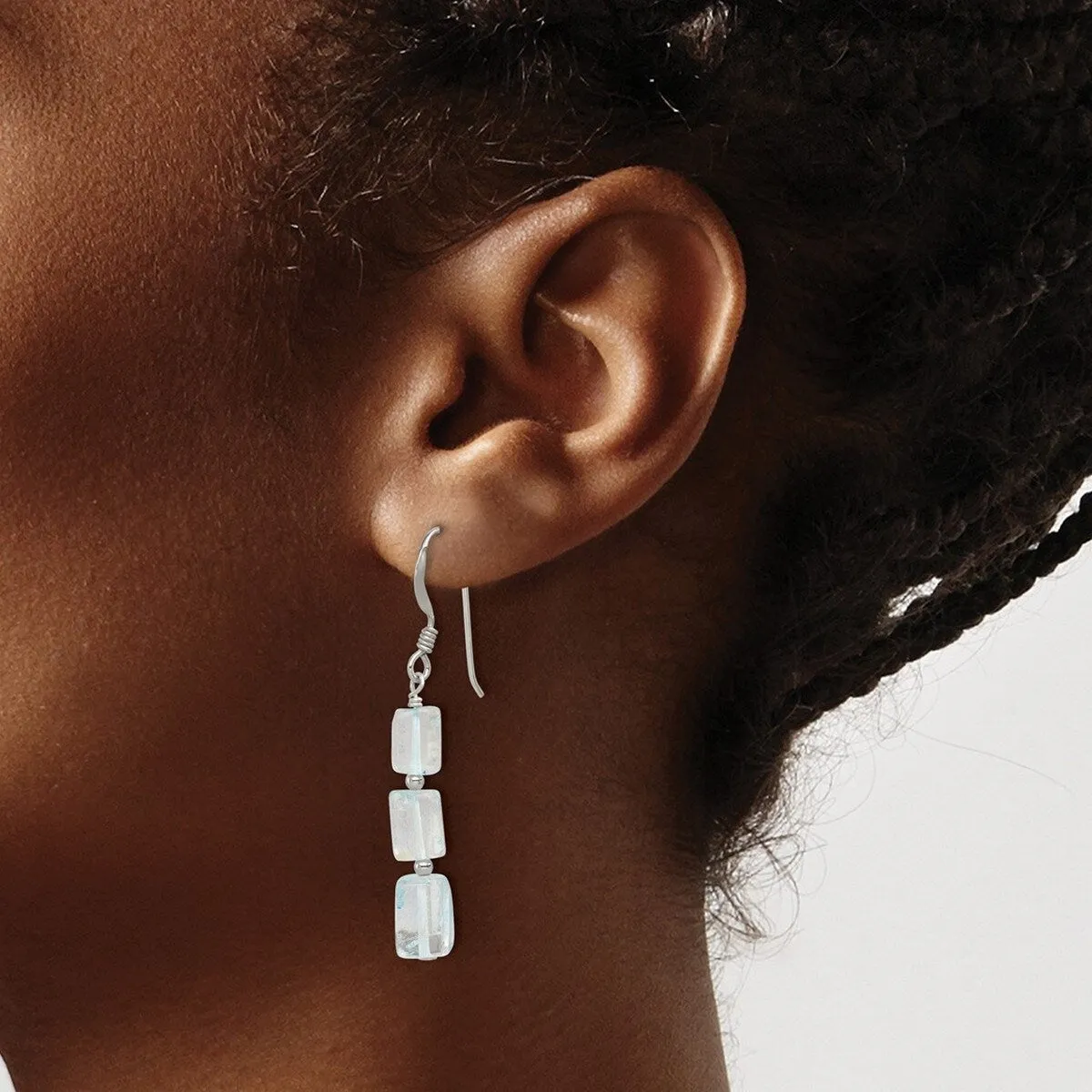 Curata 925 Sterling Silver Light Blue Quartz Stone Three Stone Dangle Earrings - 43x6mm sold by Zulily product image thumbnail 4