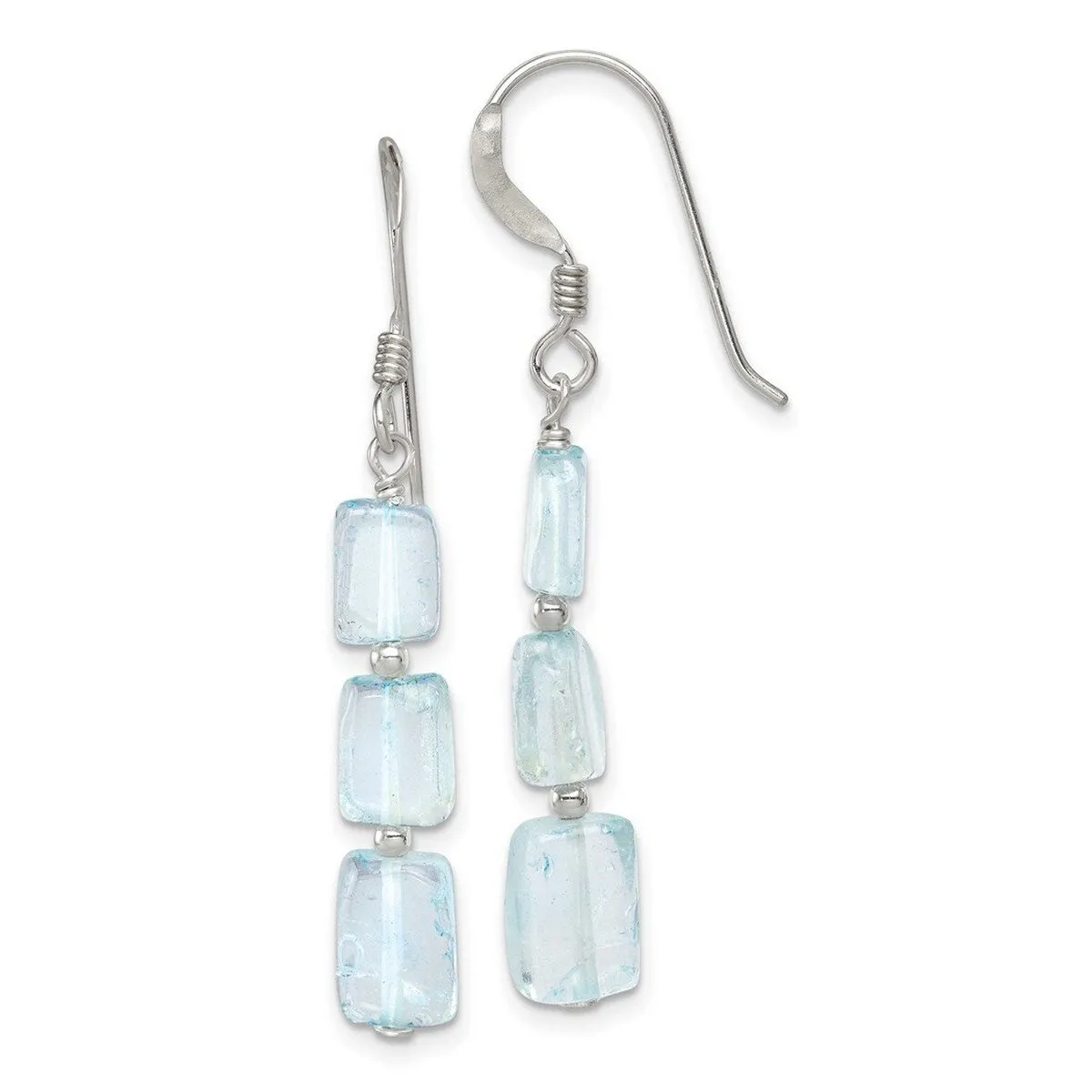 Curata 925 Sterling Silver Light Blue Quartz Stone Three Stone Dangle Earrings - 43x6mm sold by Zulily product image thumbnail 5