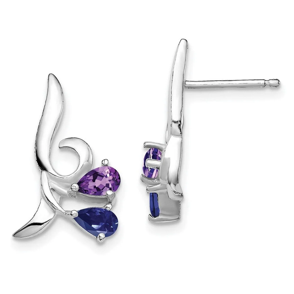 Curata 925 Sterling Silver Polished Amethyst Iolite Post Earrings - 17x12mm sold by Zulily product image thumbnail 3