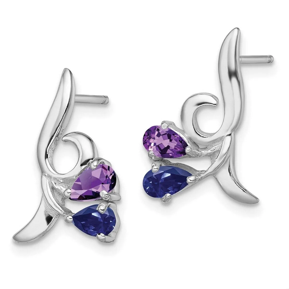 Curata 925 Sterling Silver Polished Amethyst Iolite Post Earrings - 17x12mm sold by Zulily product image thumbnail 4