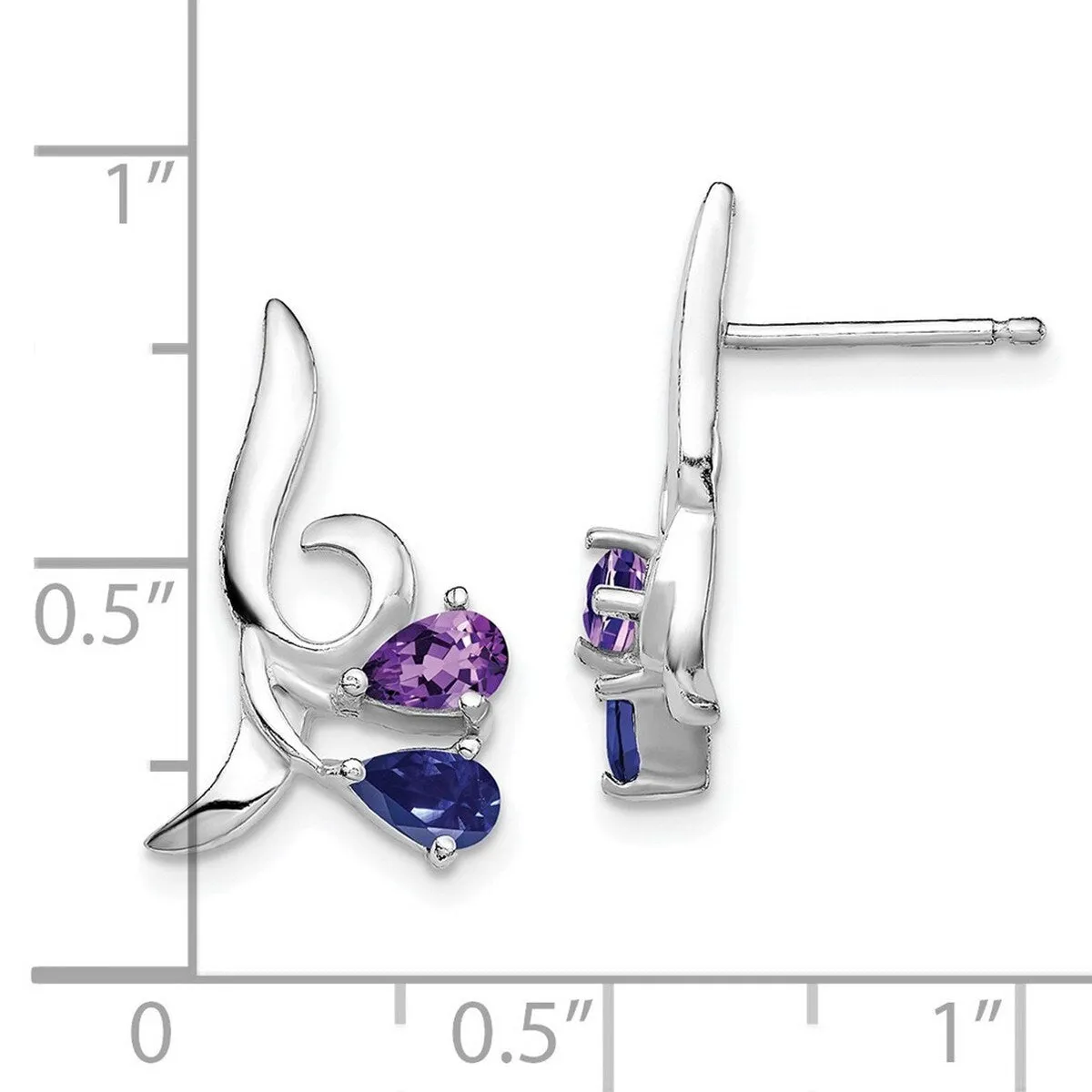 Curata 925 Sterling Silver Polished Amethyst Iolite Post Earrings - 17x12mm sold by Zulily product image thumbnail 2
