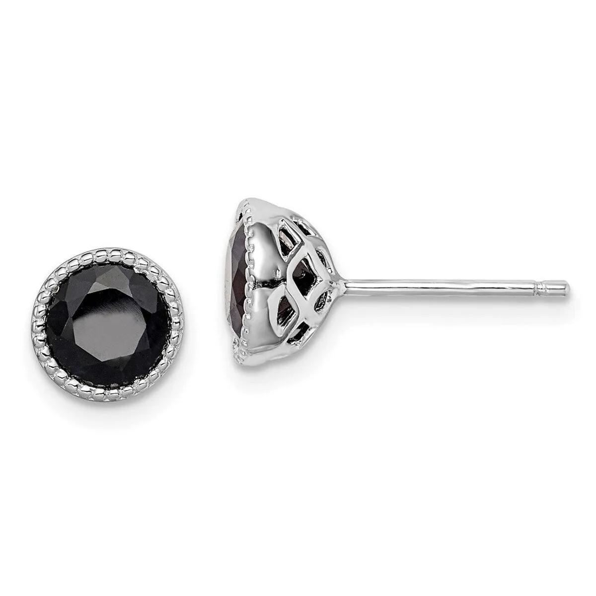 Curata 925 Sterling Silver 8mm Black Sapphire Post Earrings sold by Zulily product image thumbnail 5