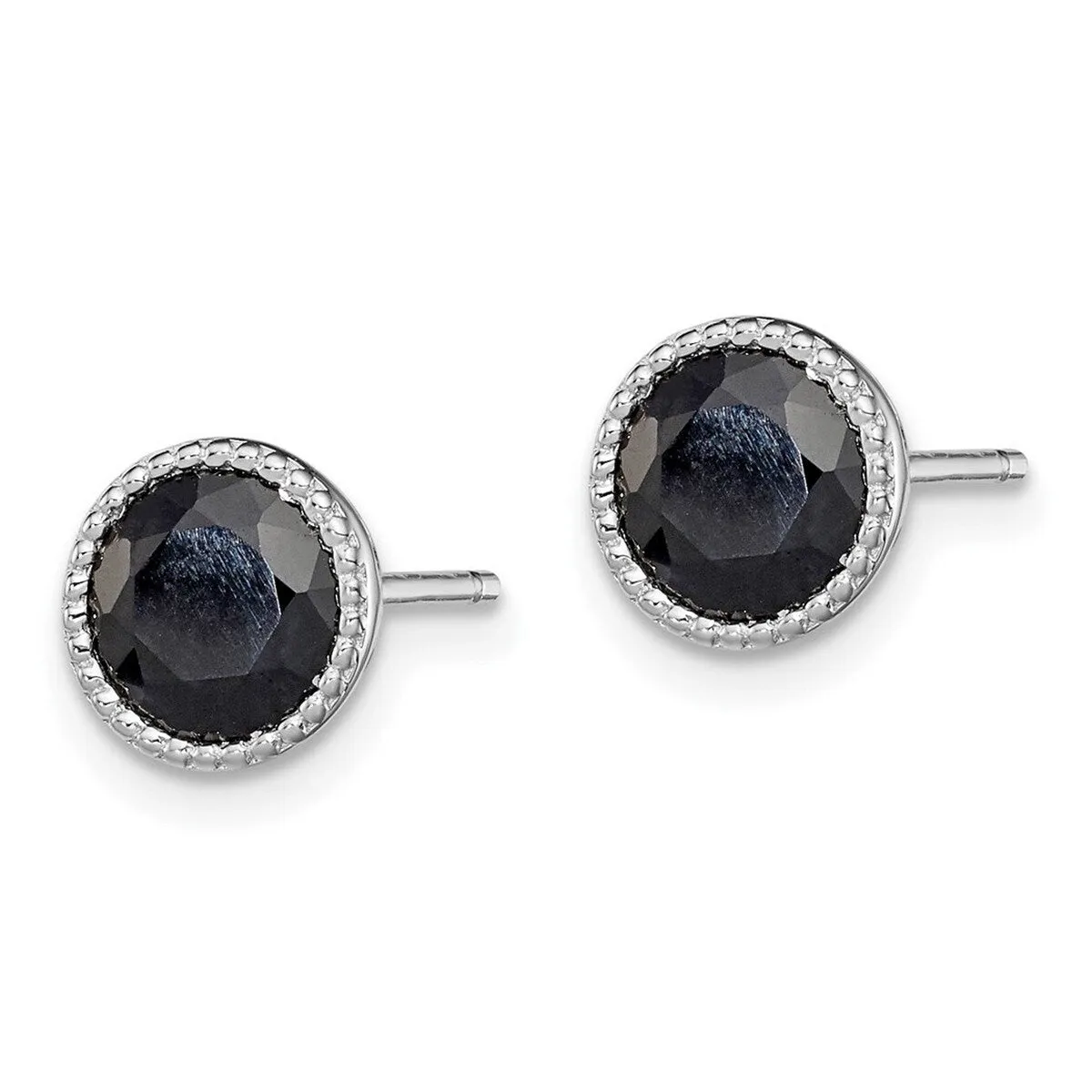 Curata 925 Sterling Silver 8mm Black Sapphire Post Earrings sold by Zulily