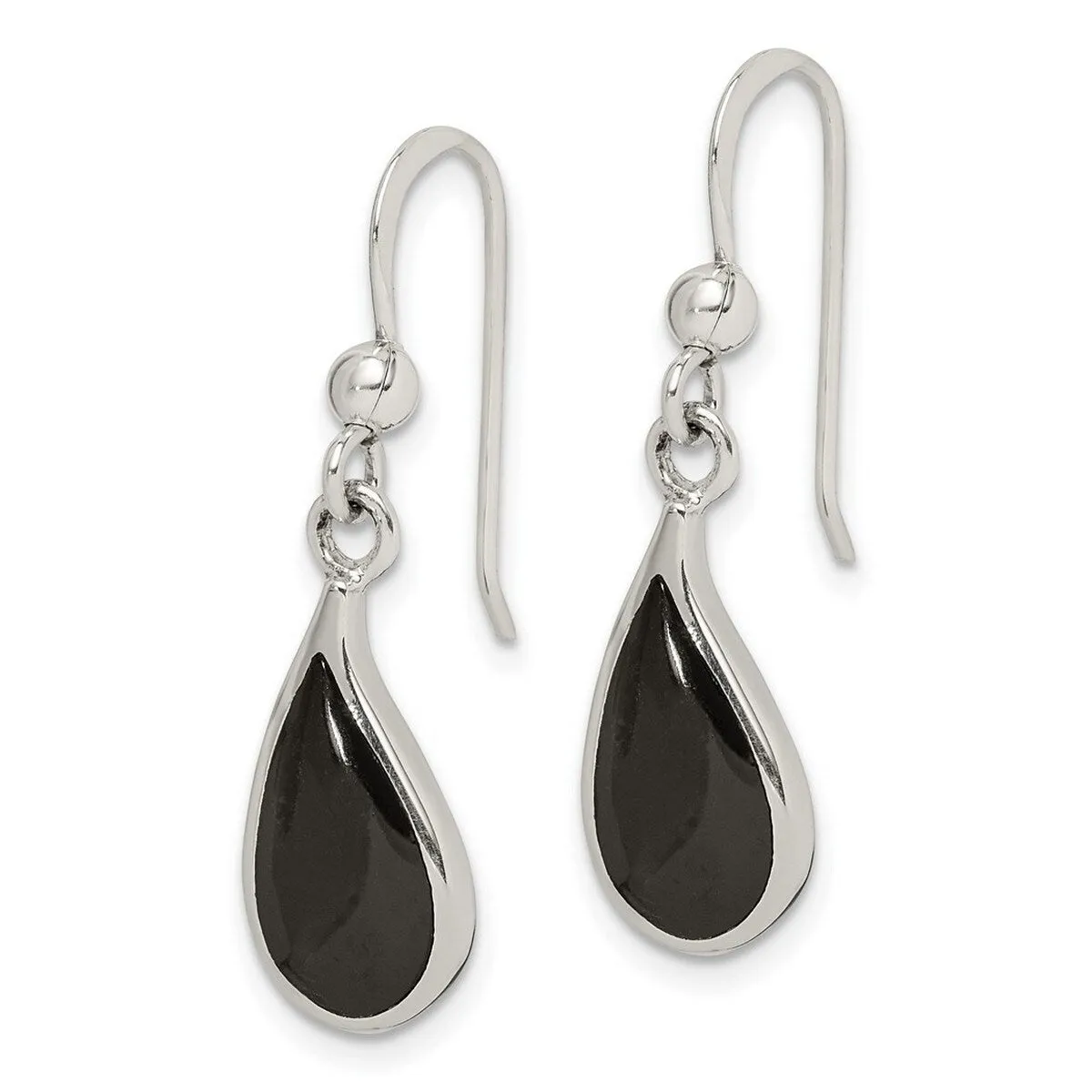 Curata 925 Sterling Silver Teardrop Inlaid Onyx Dangle Earrings - 31x7mm sold by Zulily product image thumbnail 2