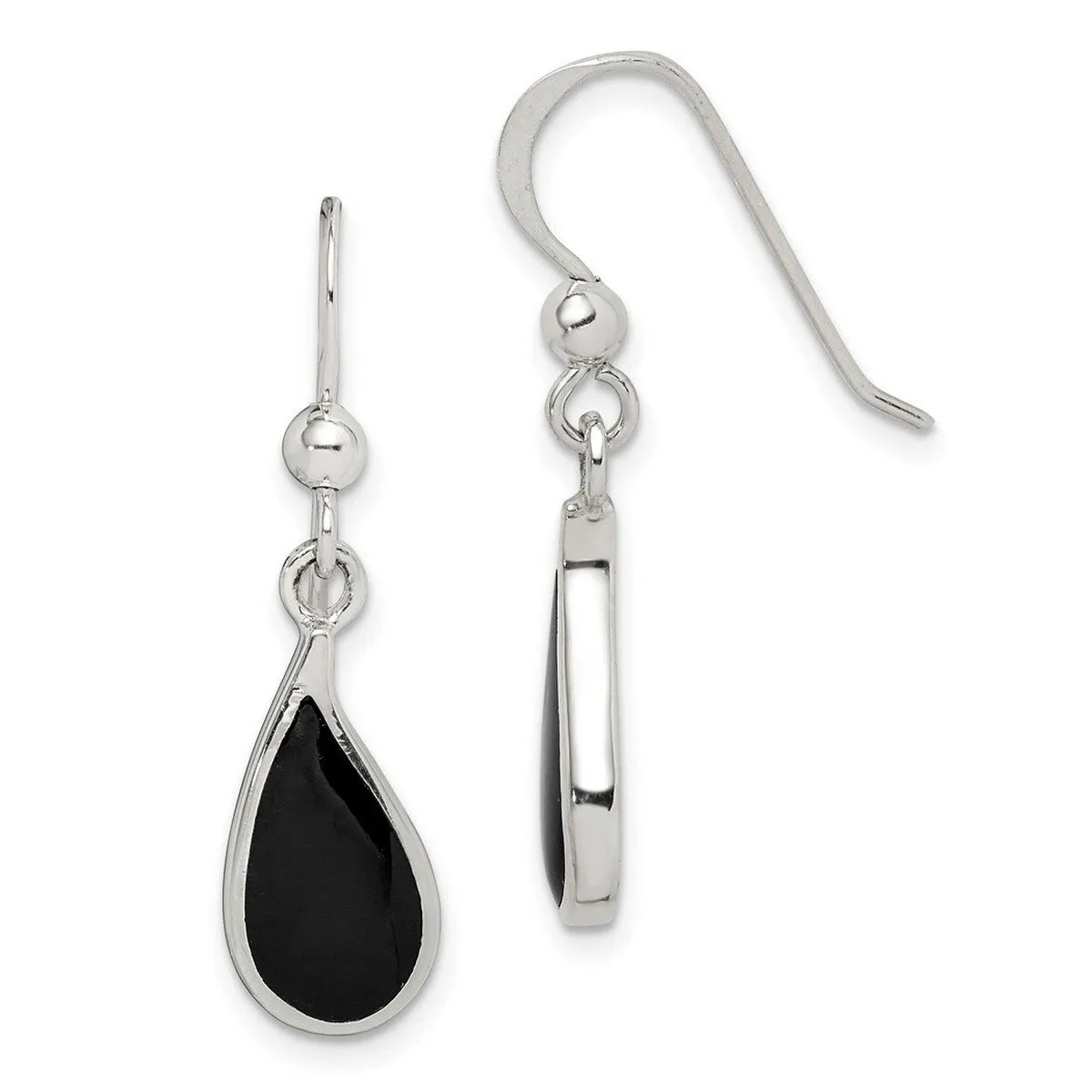 Curata 925 Sterling Silver Teardrop Inlaid Onyx Dangle Earrings - 31x7mm sold by Zulily product image thumbnail 5