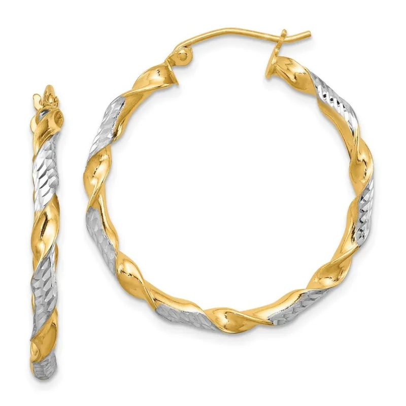 Curata 925 Sterling Silver Gold Plated Sparkle Cut 3x30mm Twisted Hoop Earrings sold by Zulily