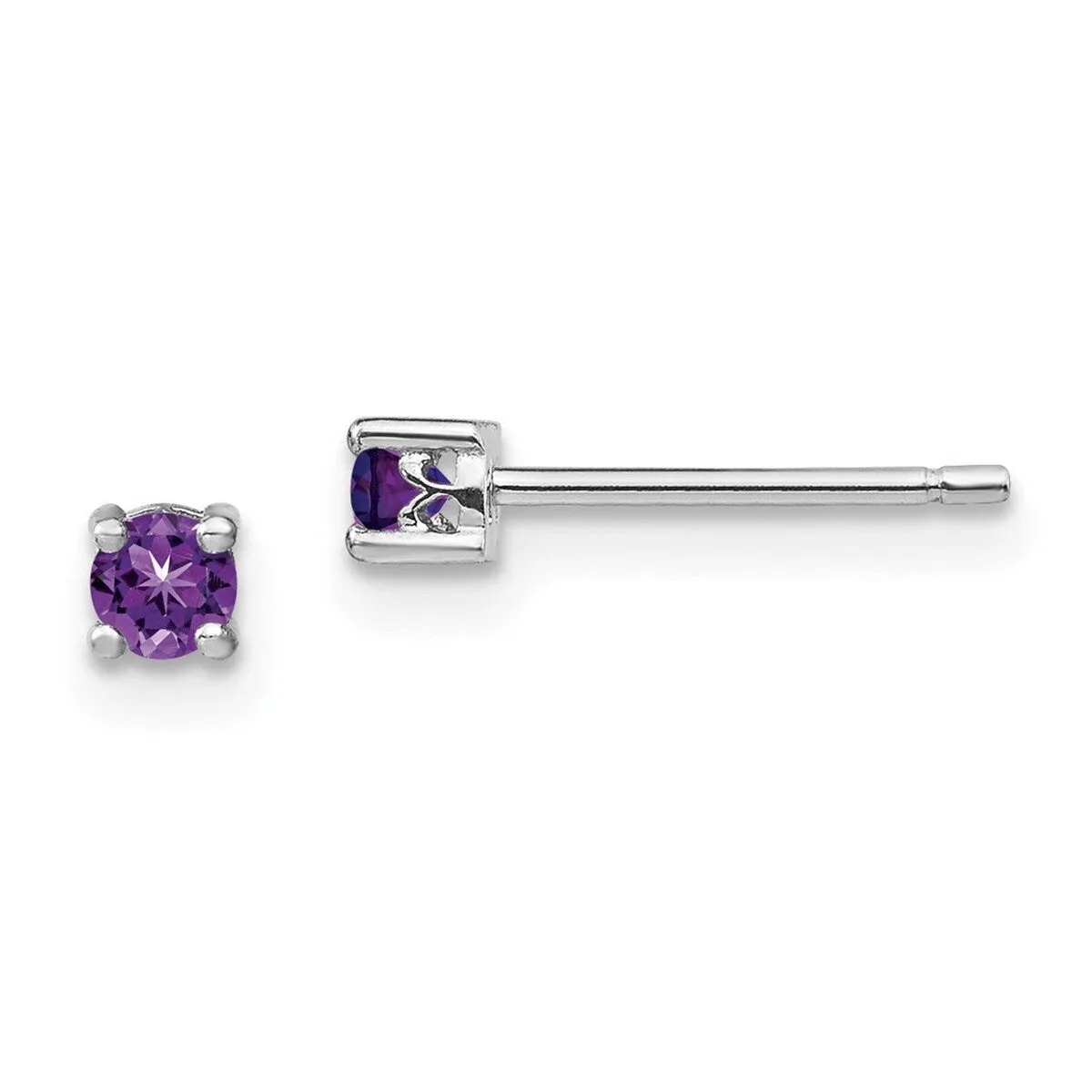 Curata 925 Sterling Silver 3mm Round Amethyst Post Earrings sold by Zulily