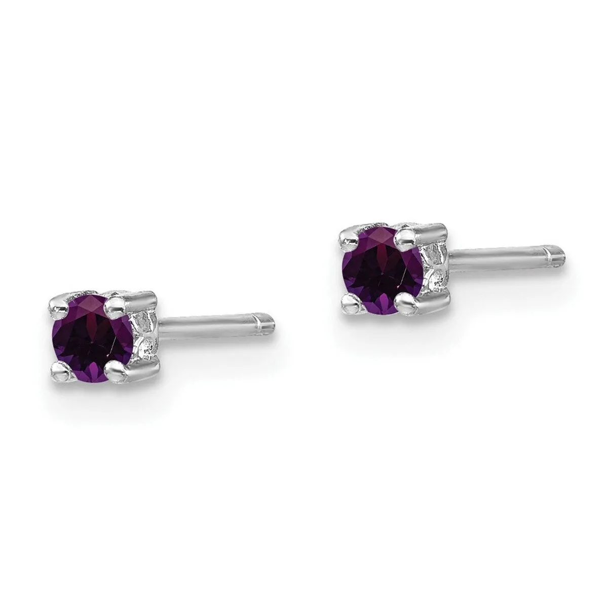 Curata 925 Sterling Silver 3mm Round Amethyst Post Earrings sold by Zulily product image thumbnail 2